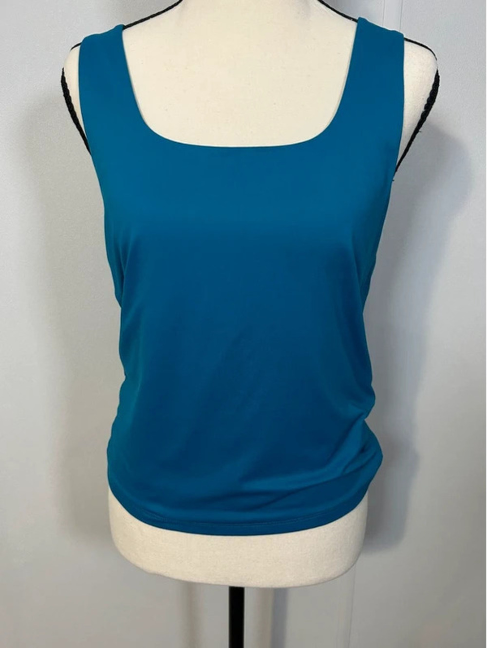 Peacock Blue Tank Top Sleeveless Scoop Neck Relaxed Fit L/XL